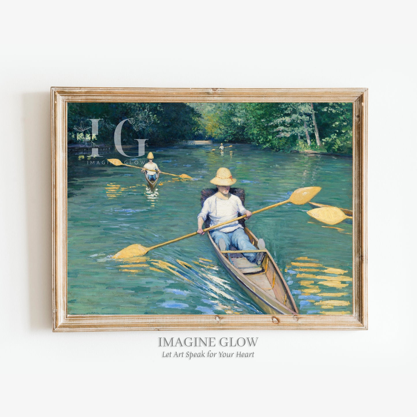 River Rowing Painting - Printable Antique Wall Art for Nautical Elegance