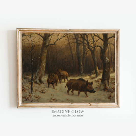 Wild boars in nature print for bold, animal-themed wall art