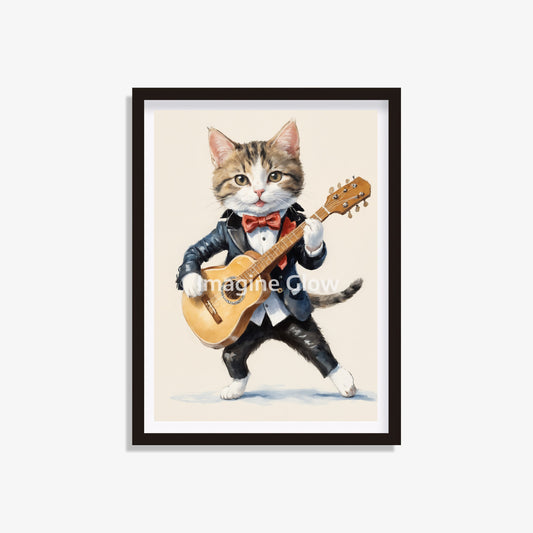 Humorous illustration of a funny animal with a guitar