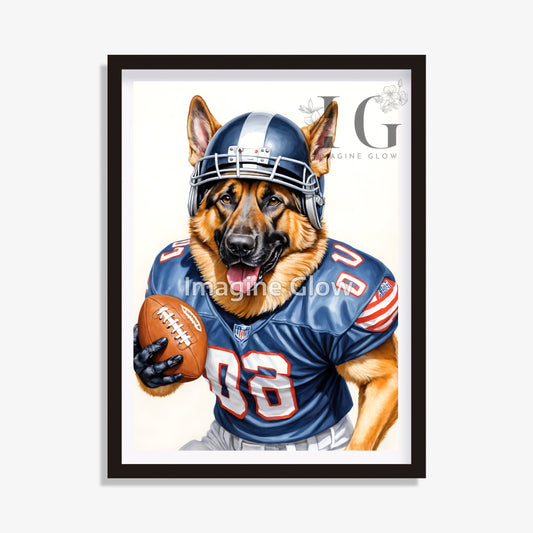 Football Wall Art - German Shepherd Dog Sport Decor