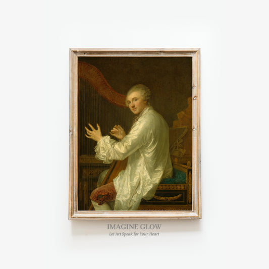 Classic portrait of a man with a harp in vintage style