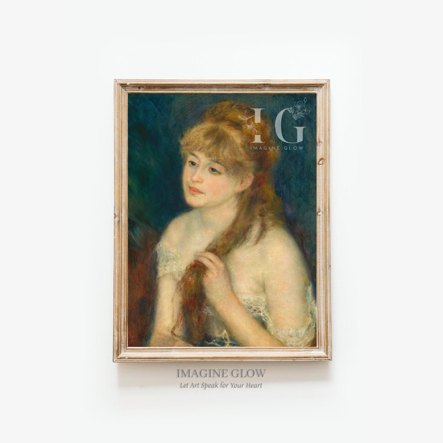 Printable antique portrait of a young woman for wall decor