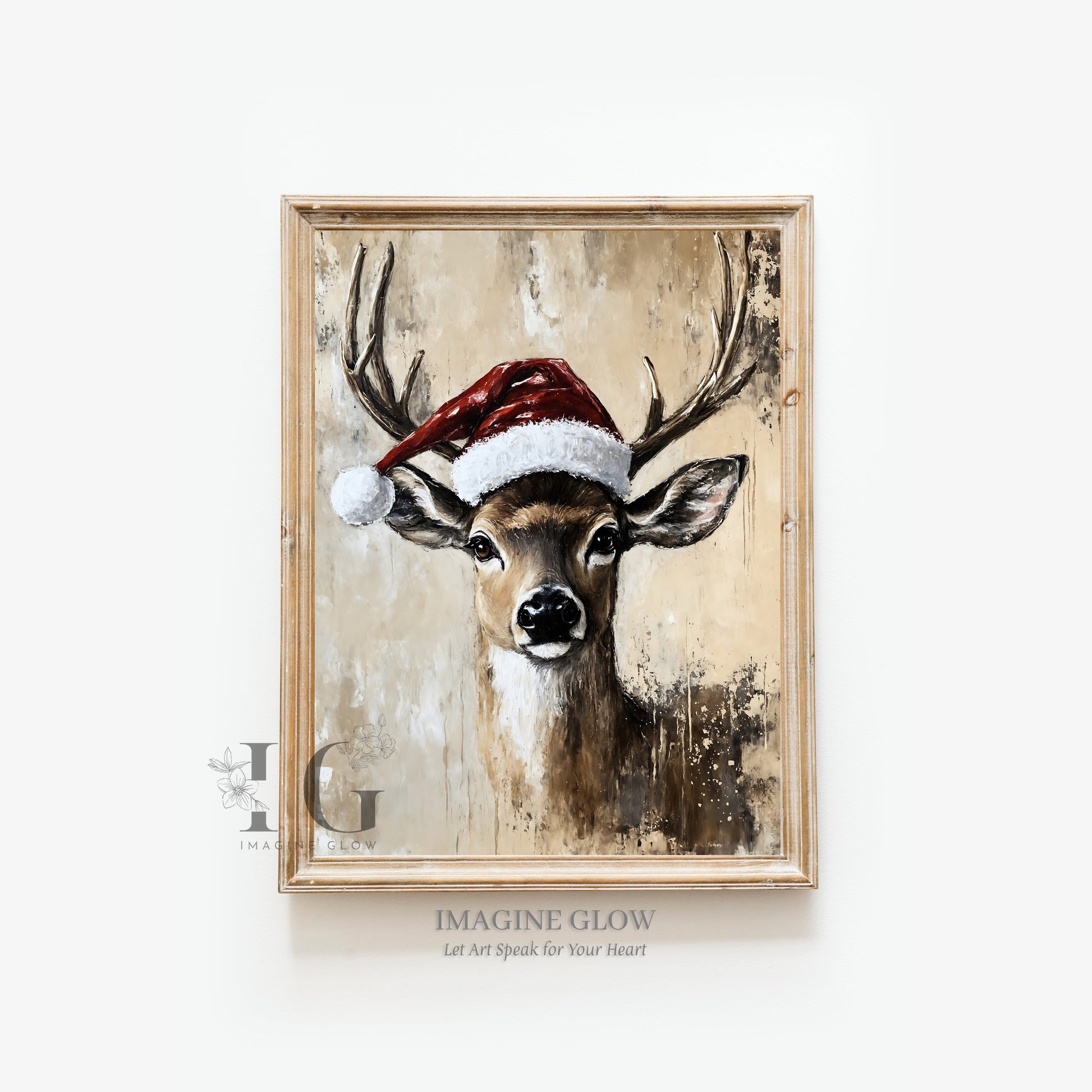 Festive reindeer in snowy landscape for holiday home decoration