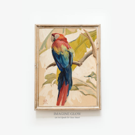 Colorful vintage parrot artwork for home decoration