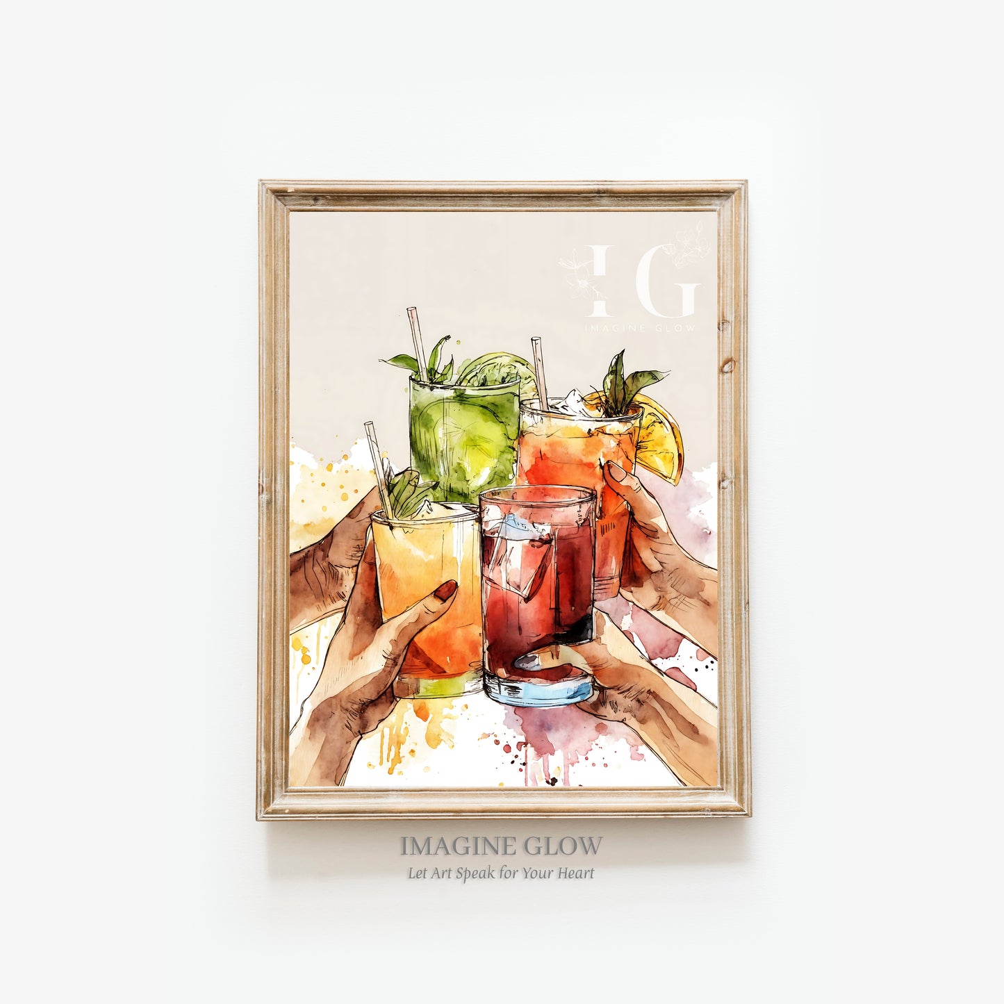 Cocktail Lovers Art Printable - Vibrant Party Wall Decor for Entertainers