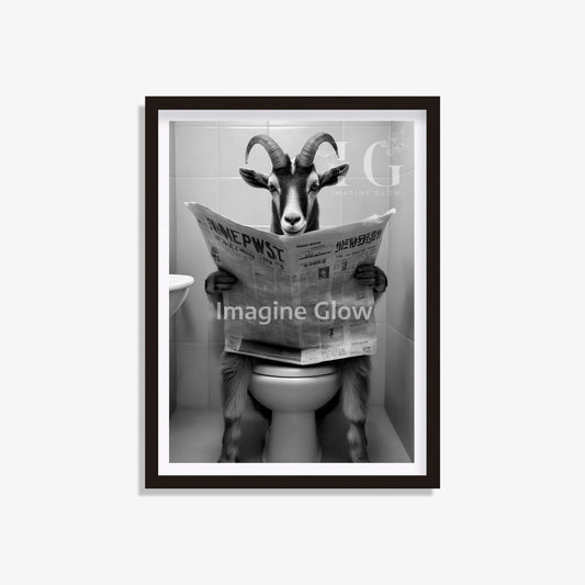 Goat in toilet printable featuring a funny animal illustration