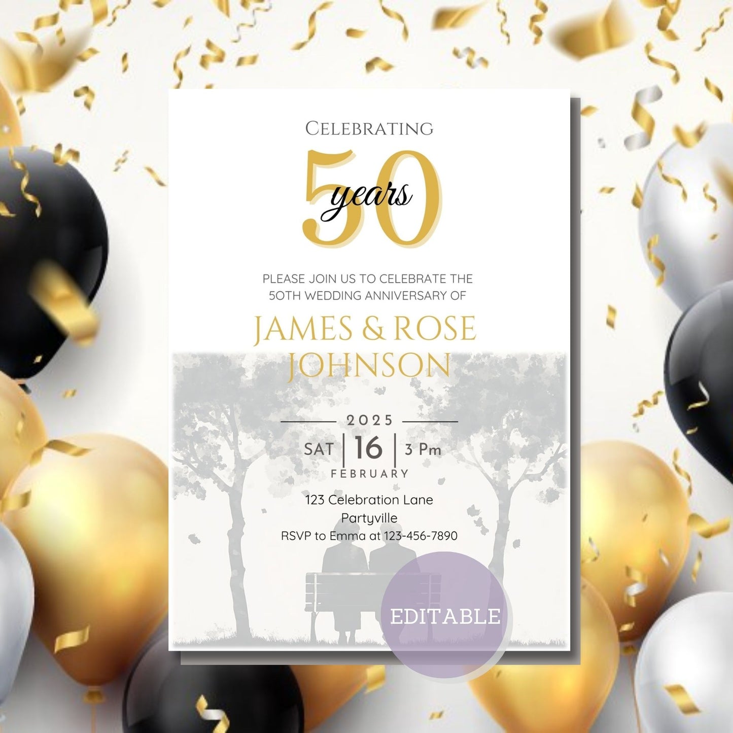 Customizable Anniversary Party Invitation - Digital Download for milestone events