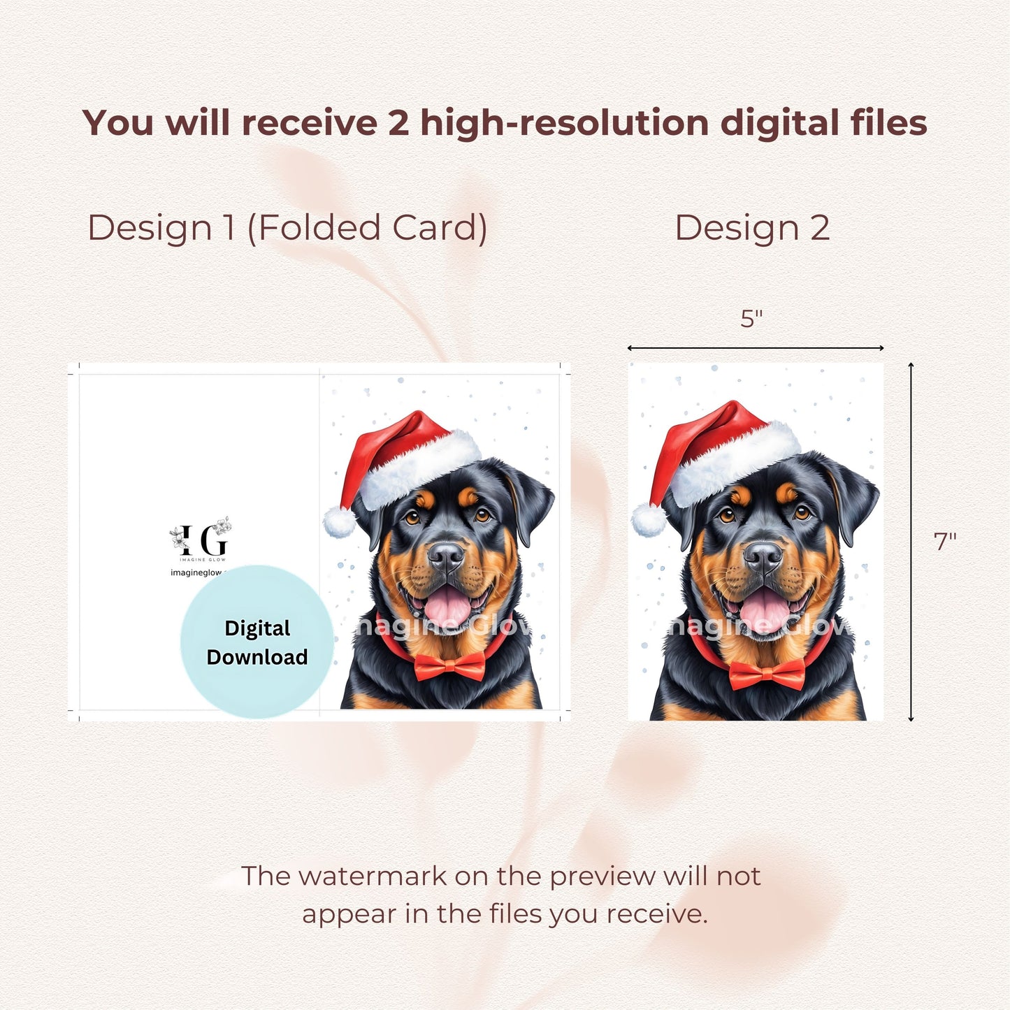 Rottweiler-themed Christmas card for dog lovers.