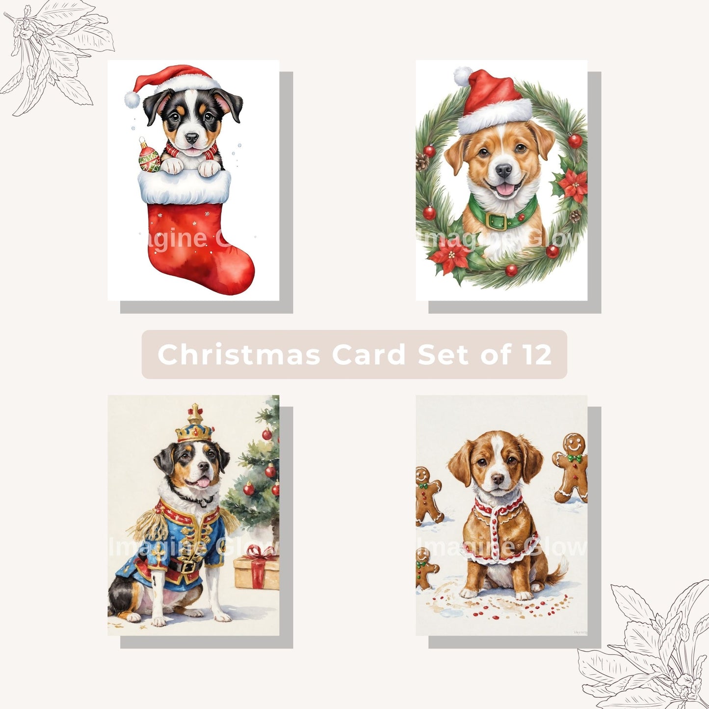 og Christmas card set printable featuring 12 unique festive designs