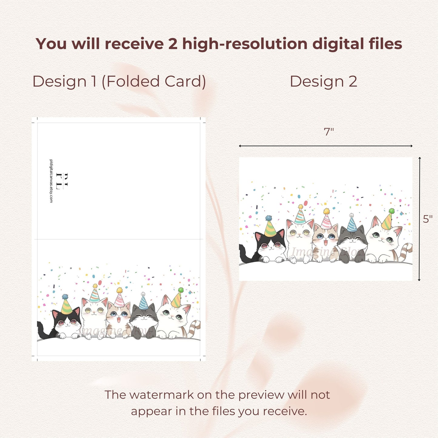 Birthday greeting card featuring charming cat designs for cat enthusiasts.