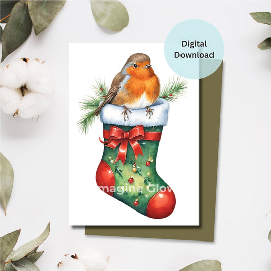 Robin Christmas card featuring a festive illustration for holiday greetings