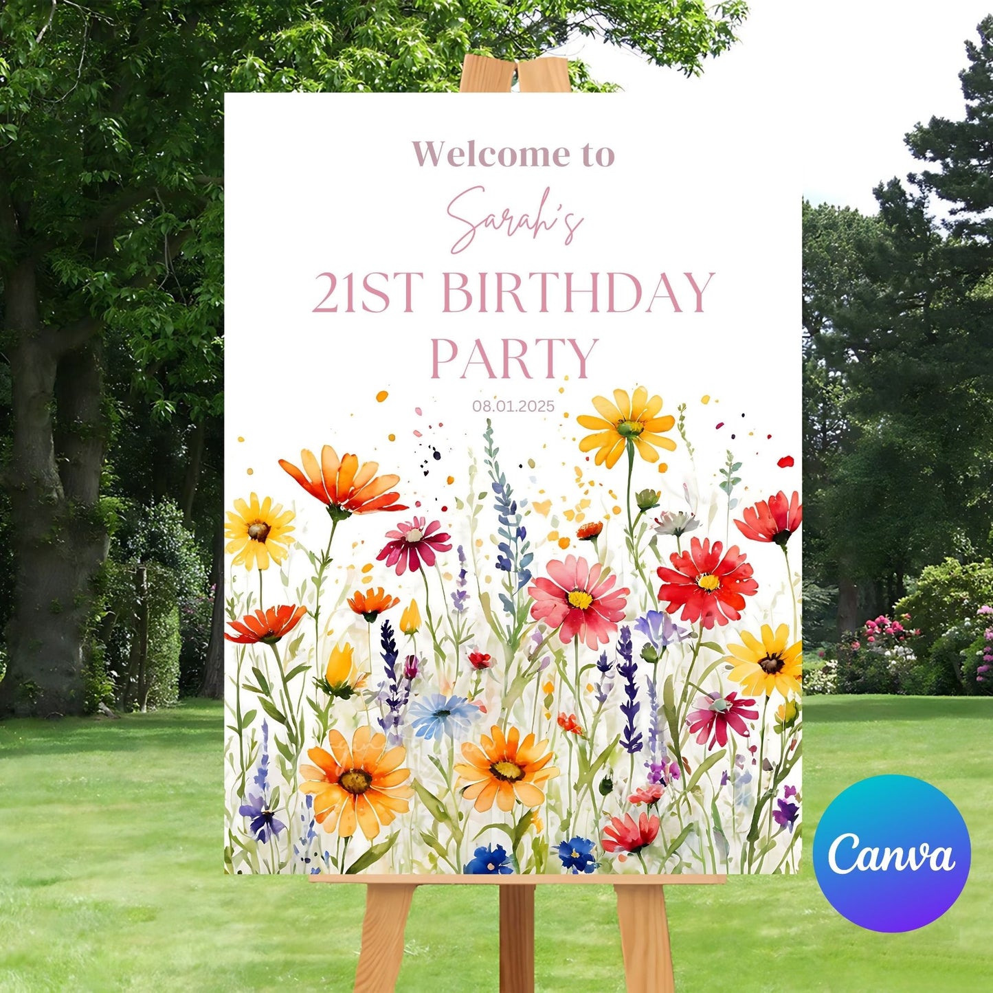 Personalized 21st birthday milestone celebration sign.