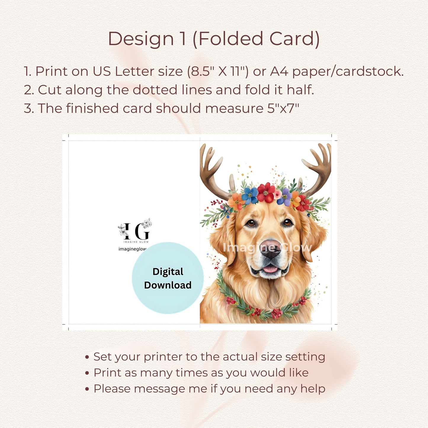 Retriever-themed dog Christmas card, perfect for holiday greetings.