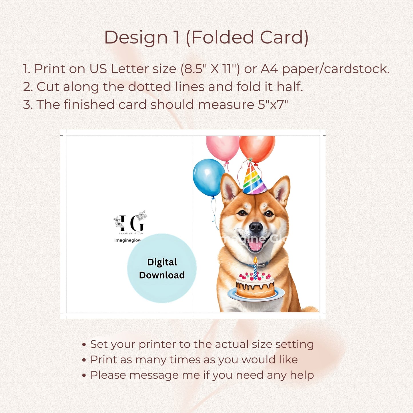 Shiba Inu-themed birthday card for dog lovers.
Adorable Shiba Inu birthday card, perfect for dog enthusiasts.