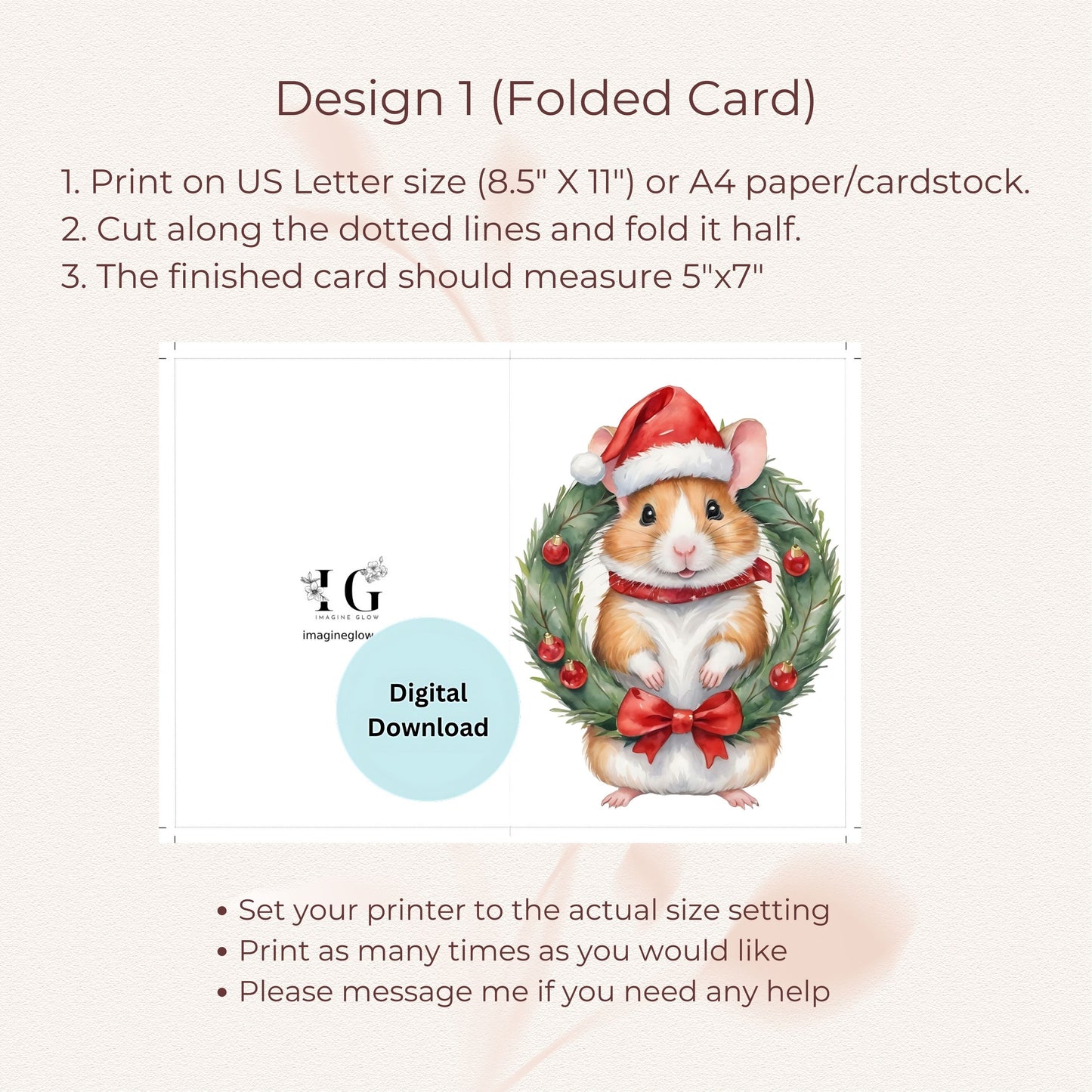 Pet holiday cards featuring hamsters in festive scenes, ideal for Christmas gifting.