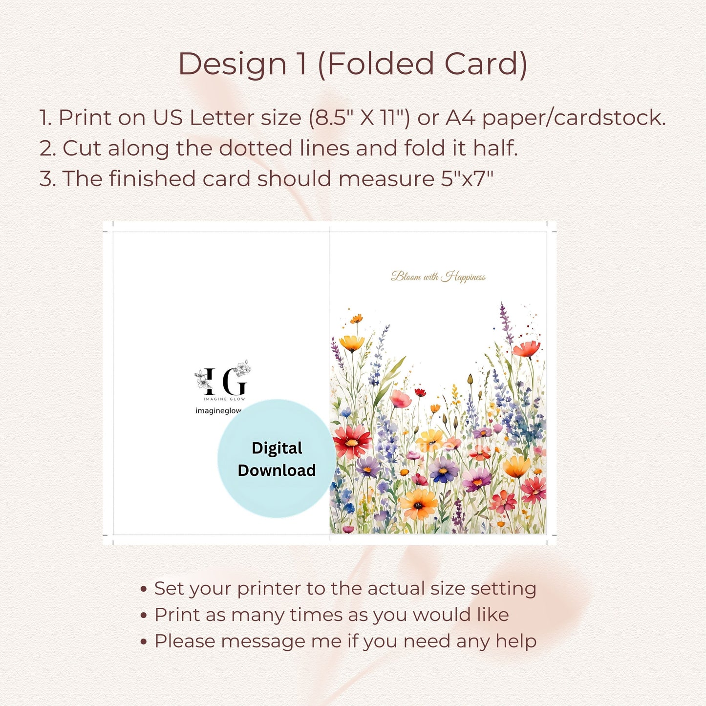 Vibrant floral design on a versatile greeting card
