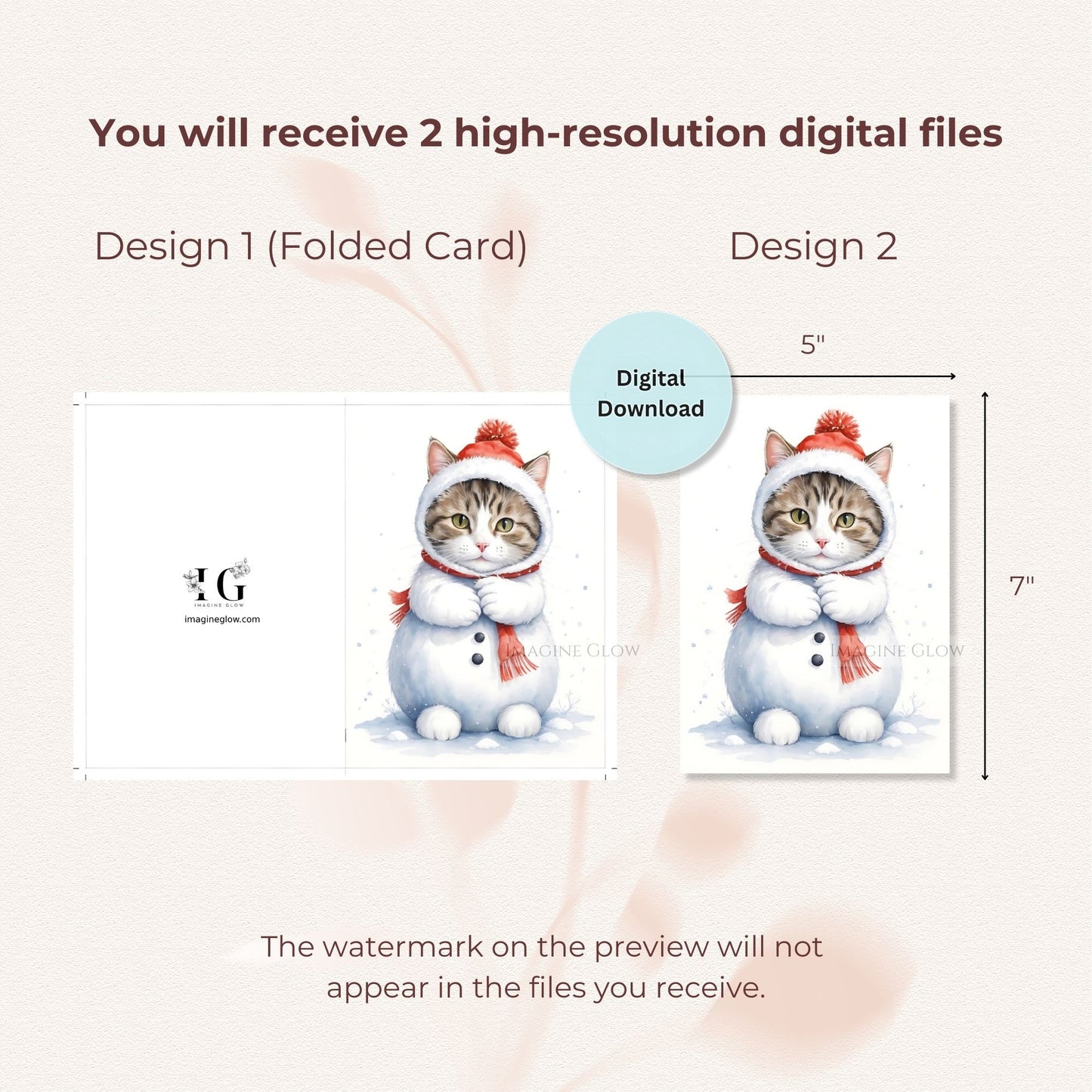 Cat Lover’s Christmas Card Set for DIY Printing