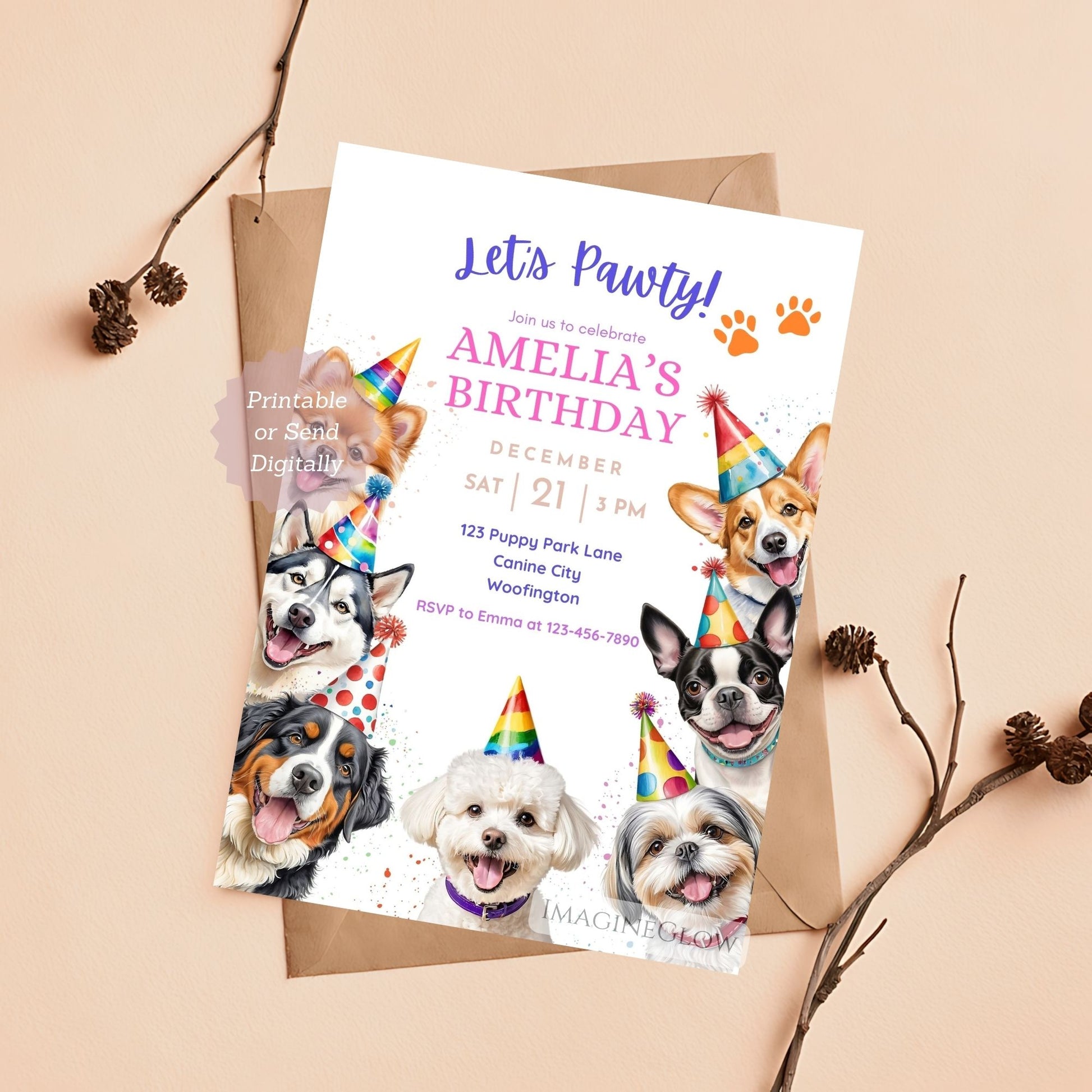 Dog birthday Party Invitaton