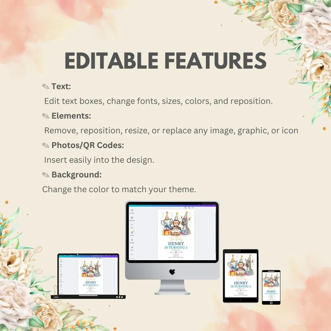 Editable Feature of the template