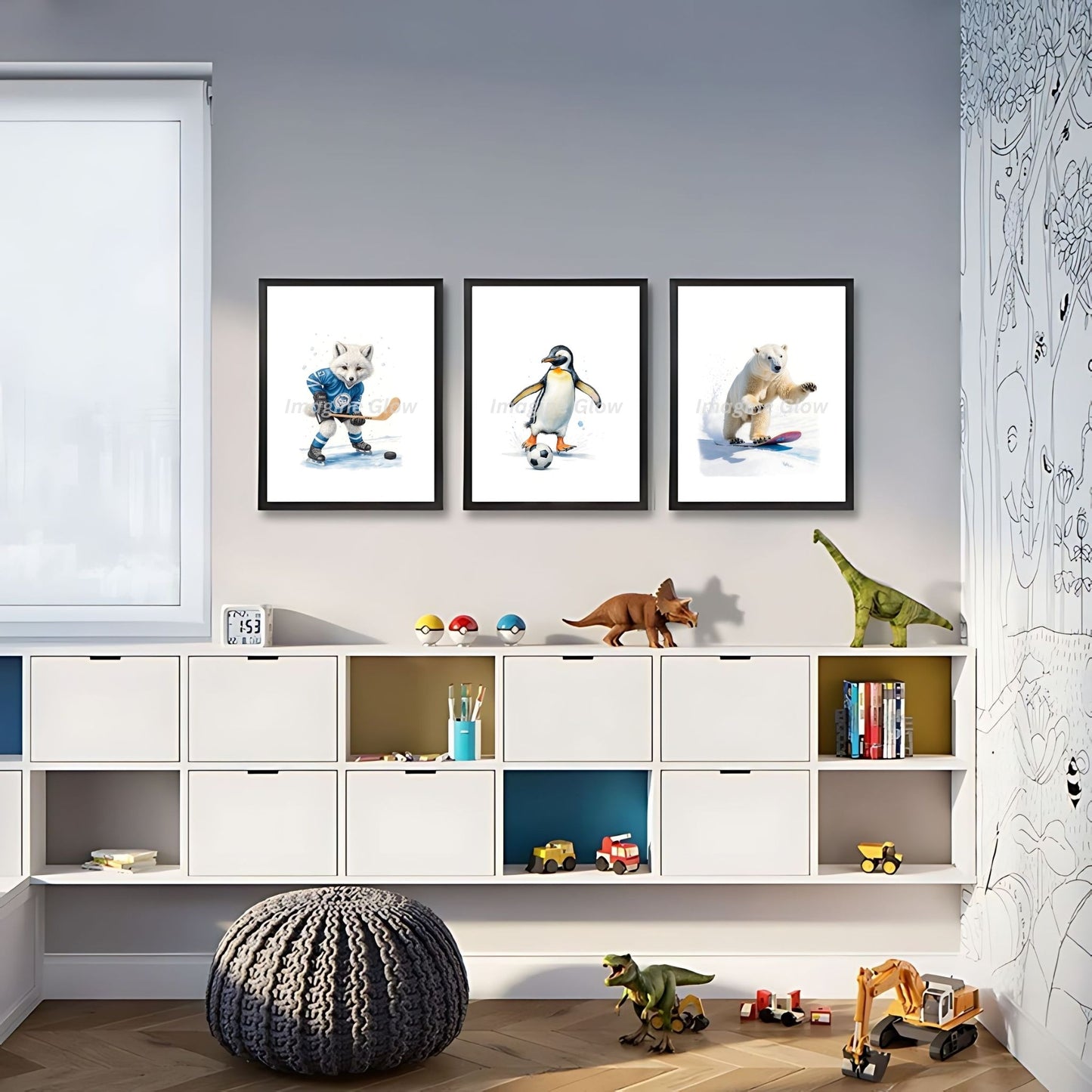 Adorable winter-themed animal prints for babies, ready to download.