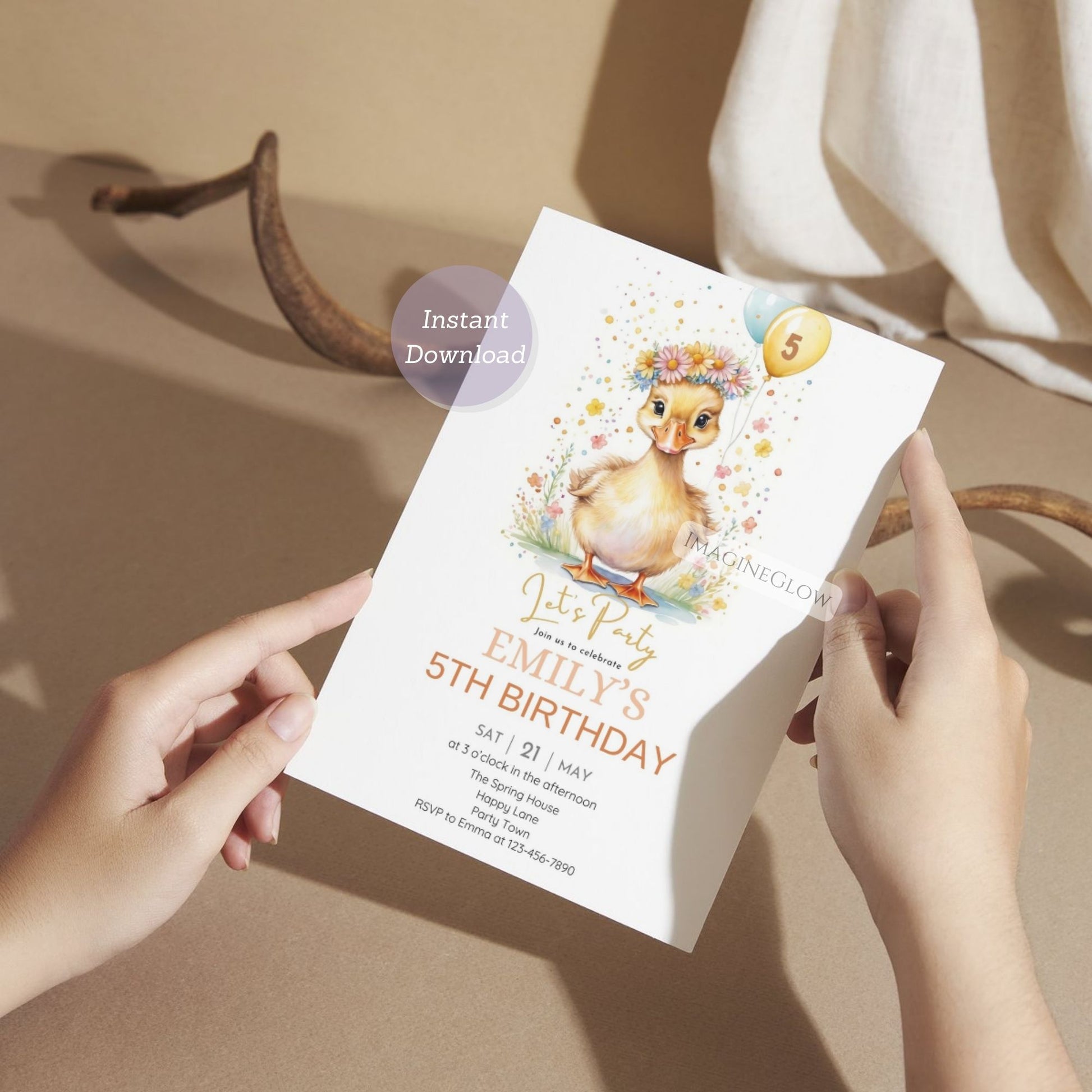 Editable duck party invite for toddlers
