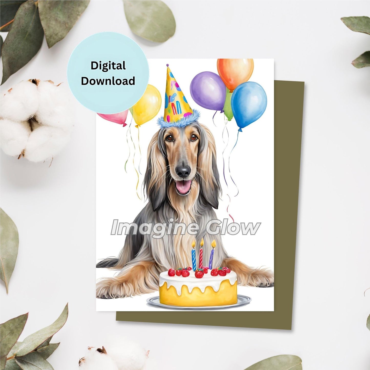 Afghan Hound Dog Birthday Card – Printable Greeting Card