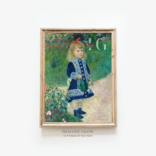 Antique-style portrait of a girl in a garden setting