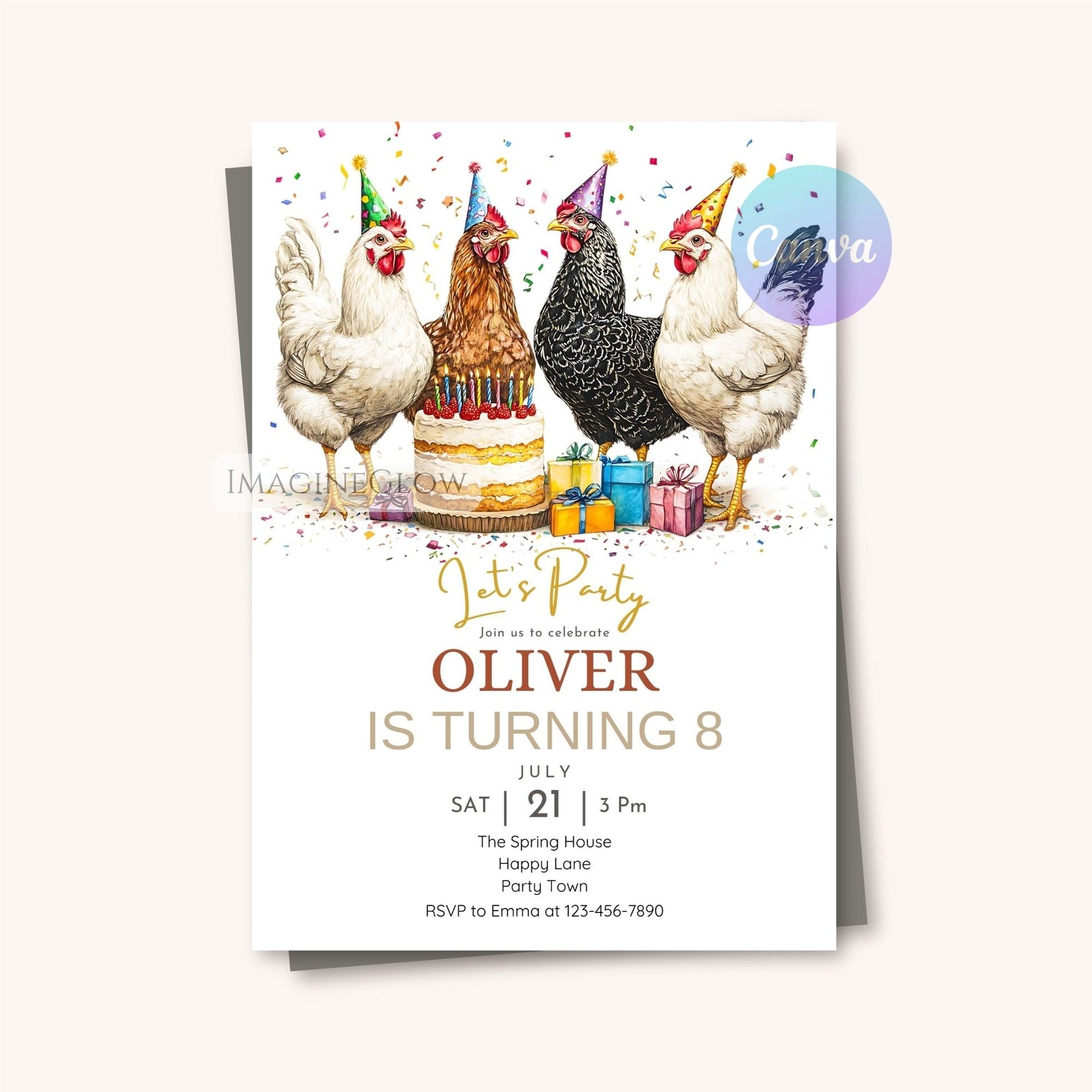 Farm animal party invitation for kids
Editable barnyard birthday invite template