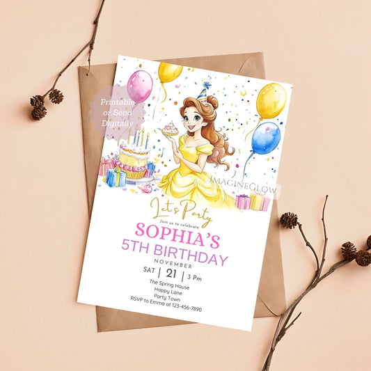 Belle birthday invitation
Beauty and the Beast birthday invite