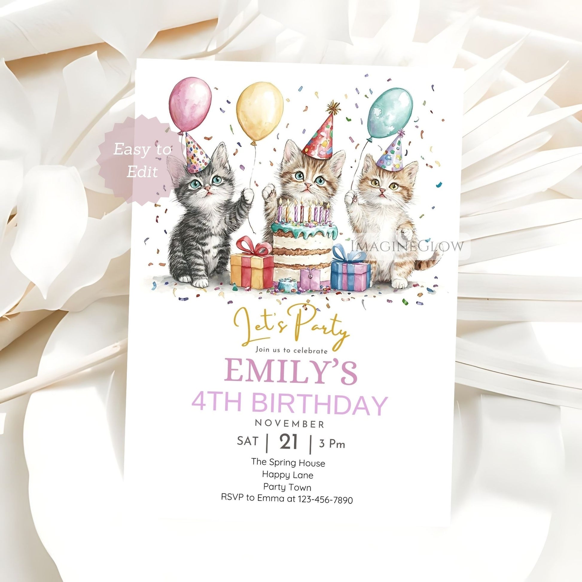 Cat-themed birthday card with playful design