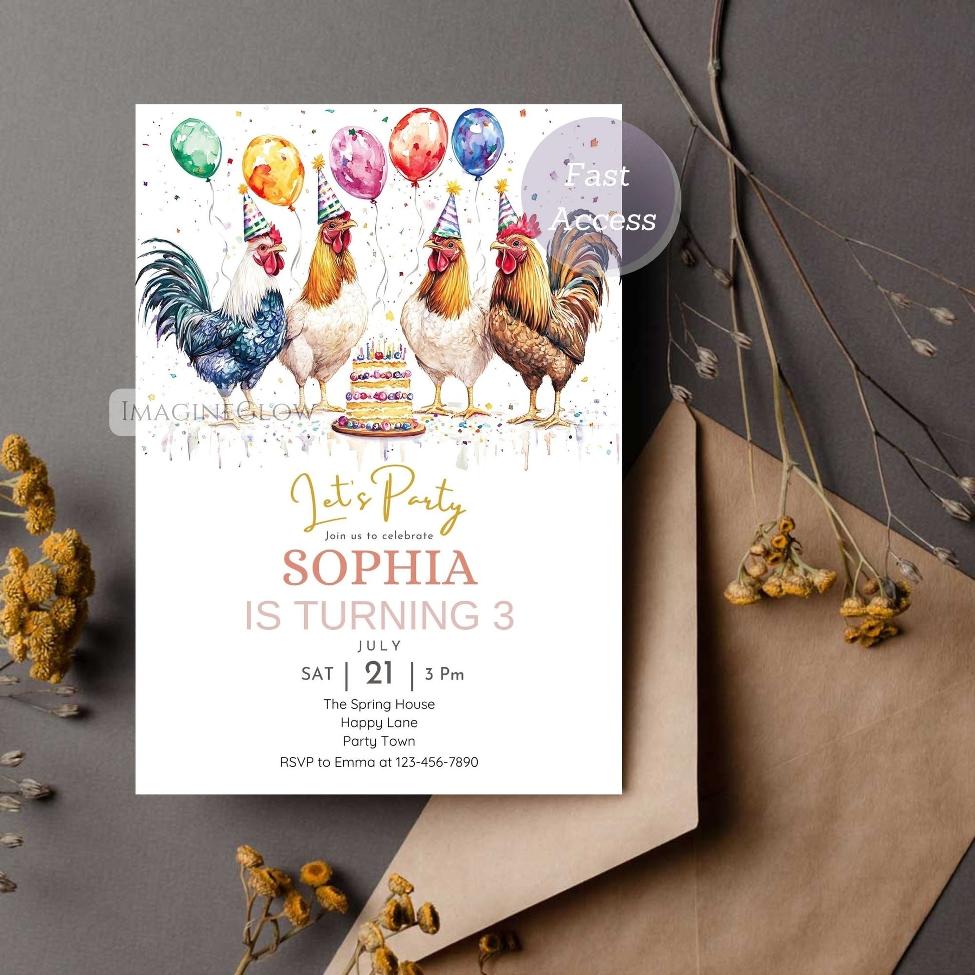 Editable chicken party template