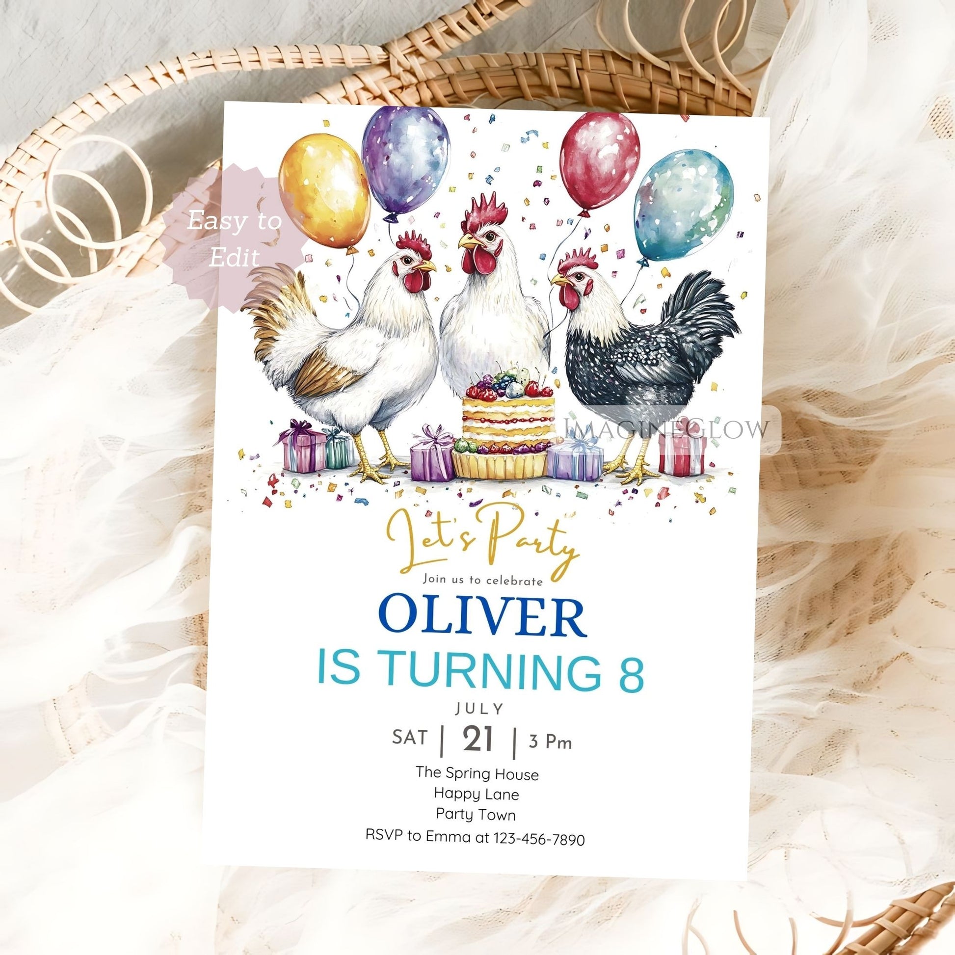 Country birthday invitation for boys