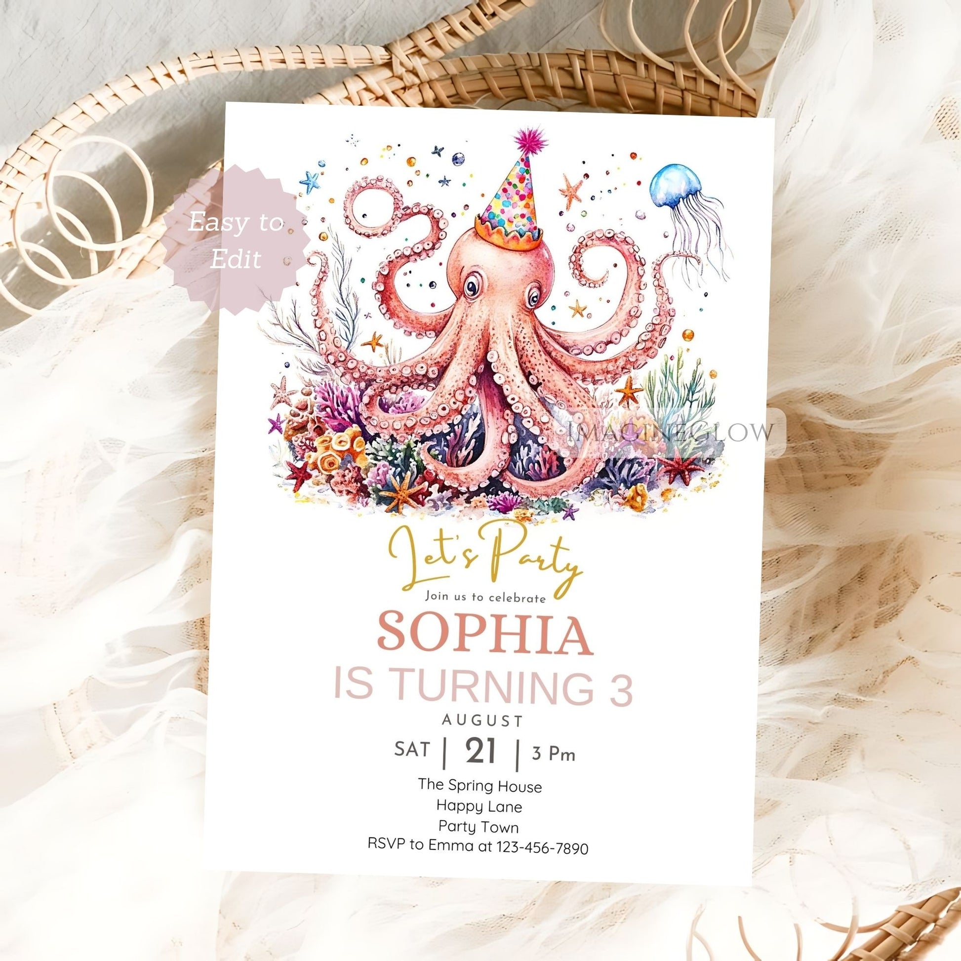 Customizable under the sea party invite