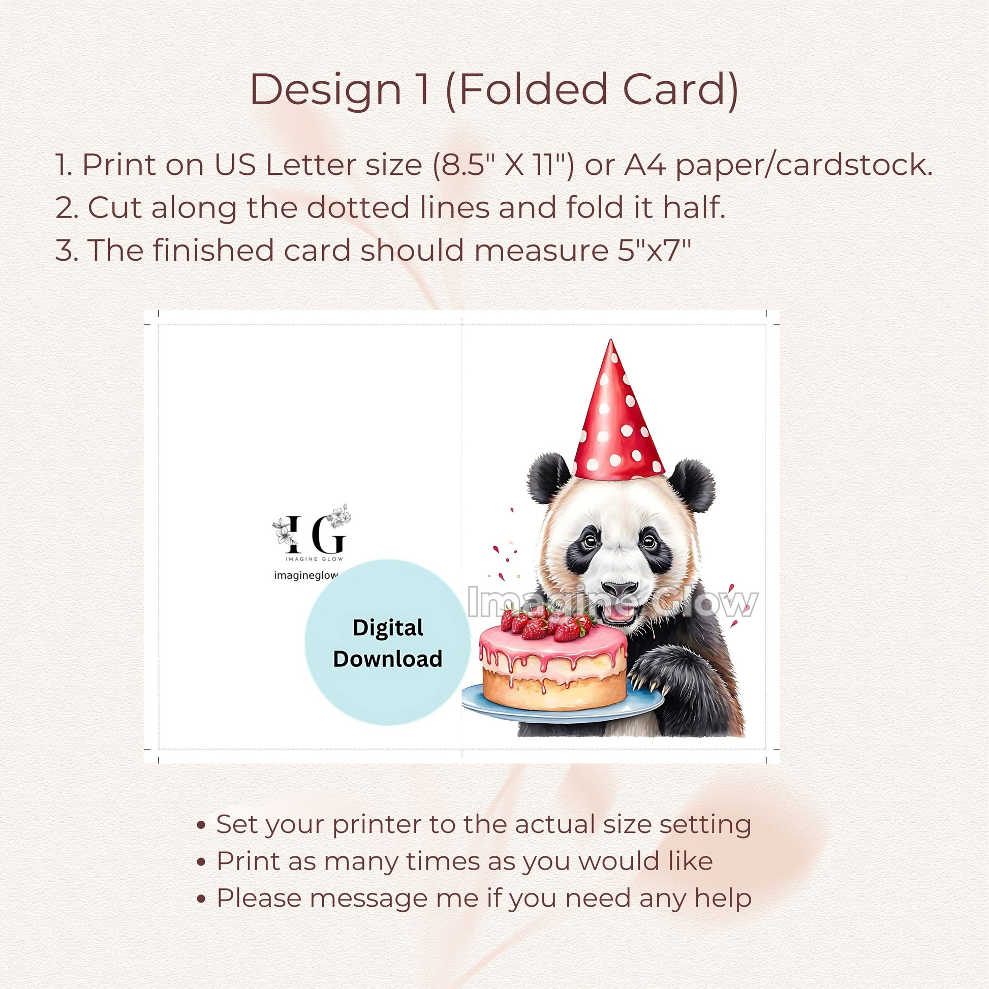 Cute Panda Animal Birthday Card for Animal Lovers