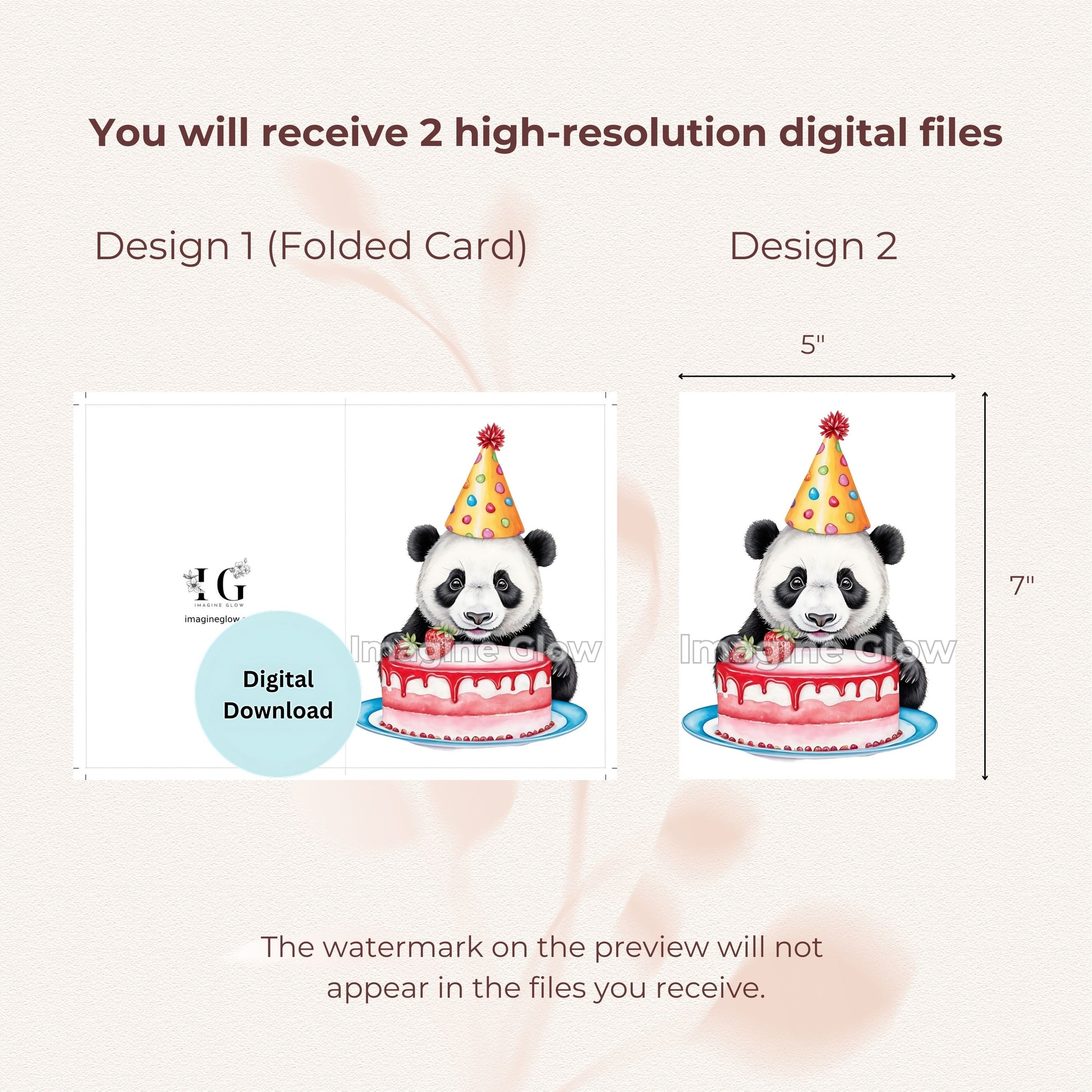 Cute Panda Birthday Card - Printable Animal Greeting Card