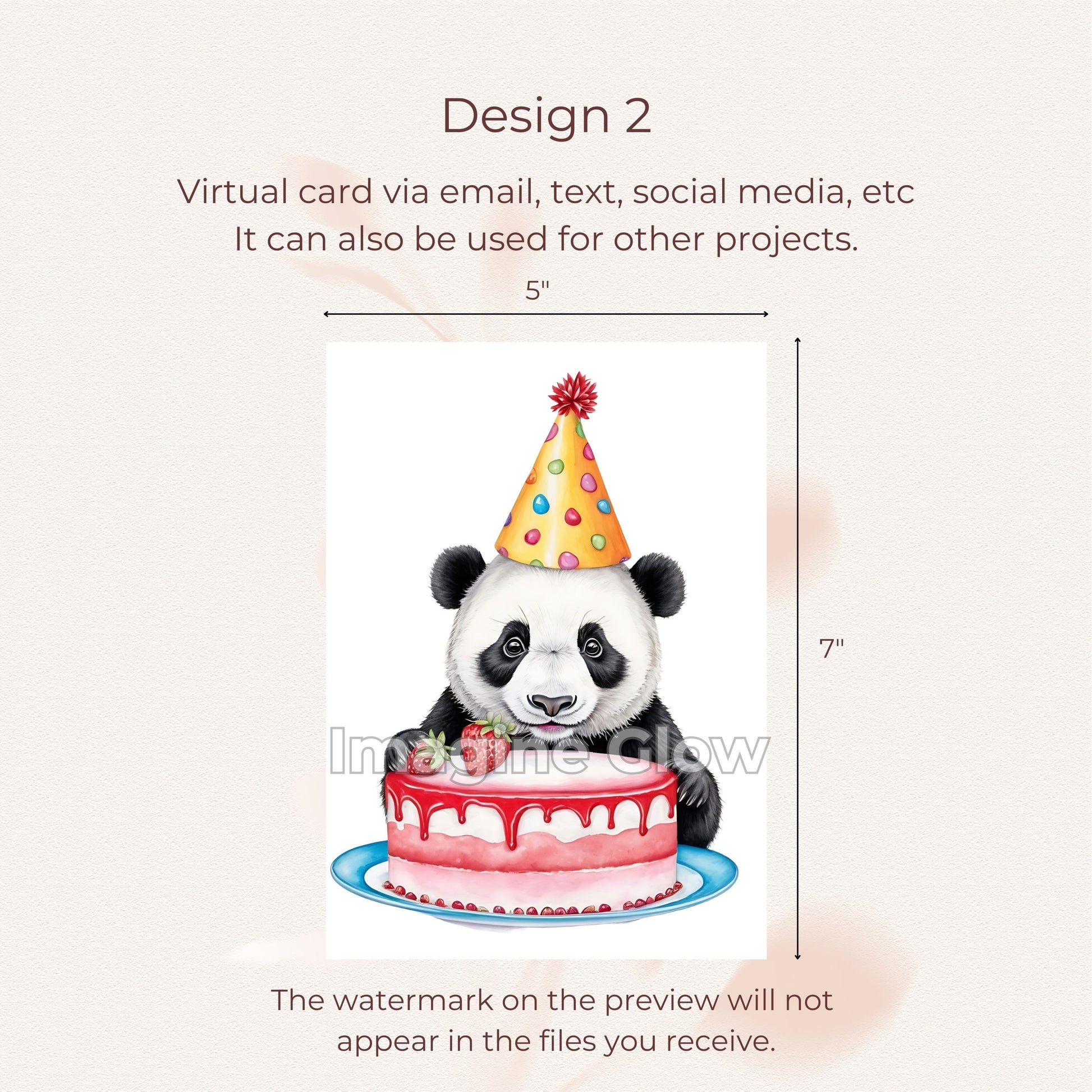 Cute Panda Birthday Card - Printable Animal Greeting Card