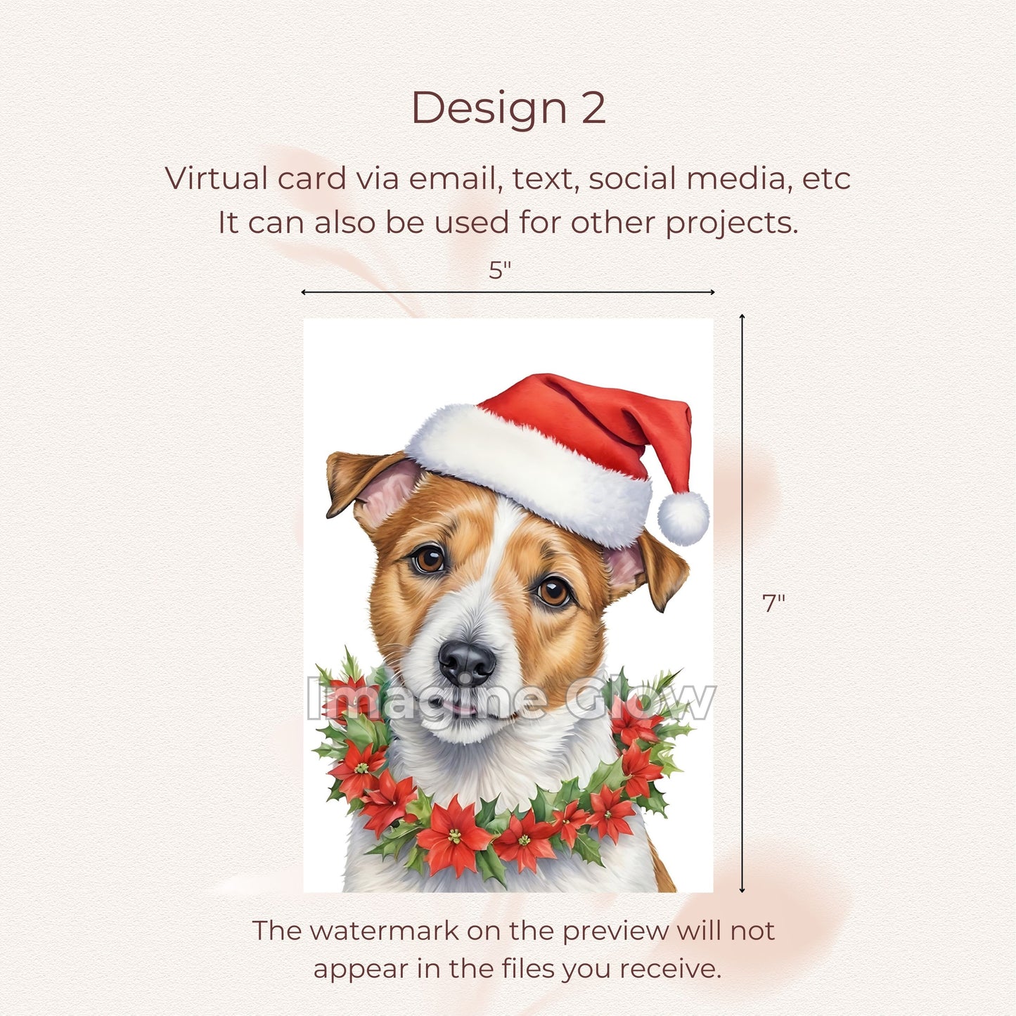 Dog lovers' Russell Terrier Christmas card, printable for Christmas cheer.