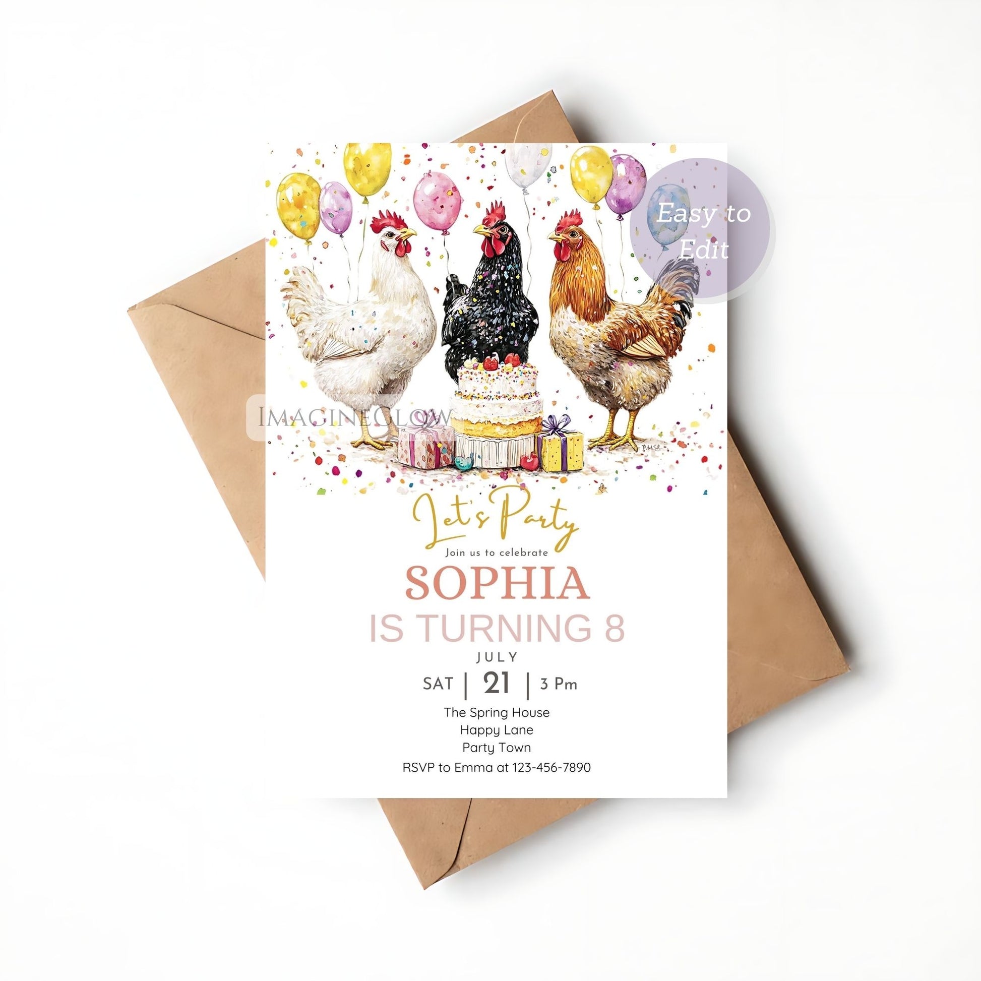 Rustic farm birthday invitation for children