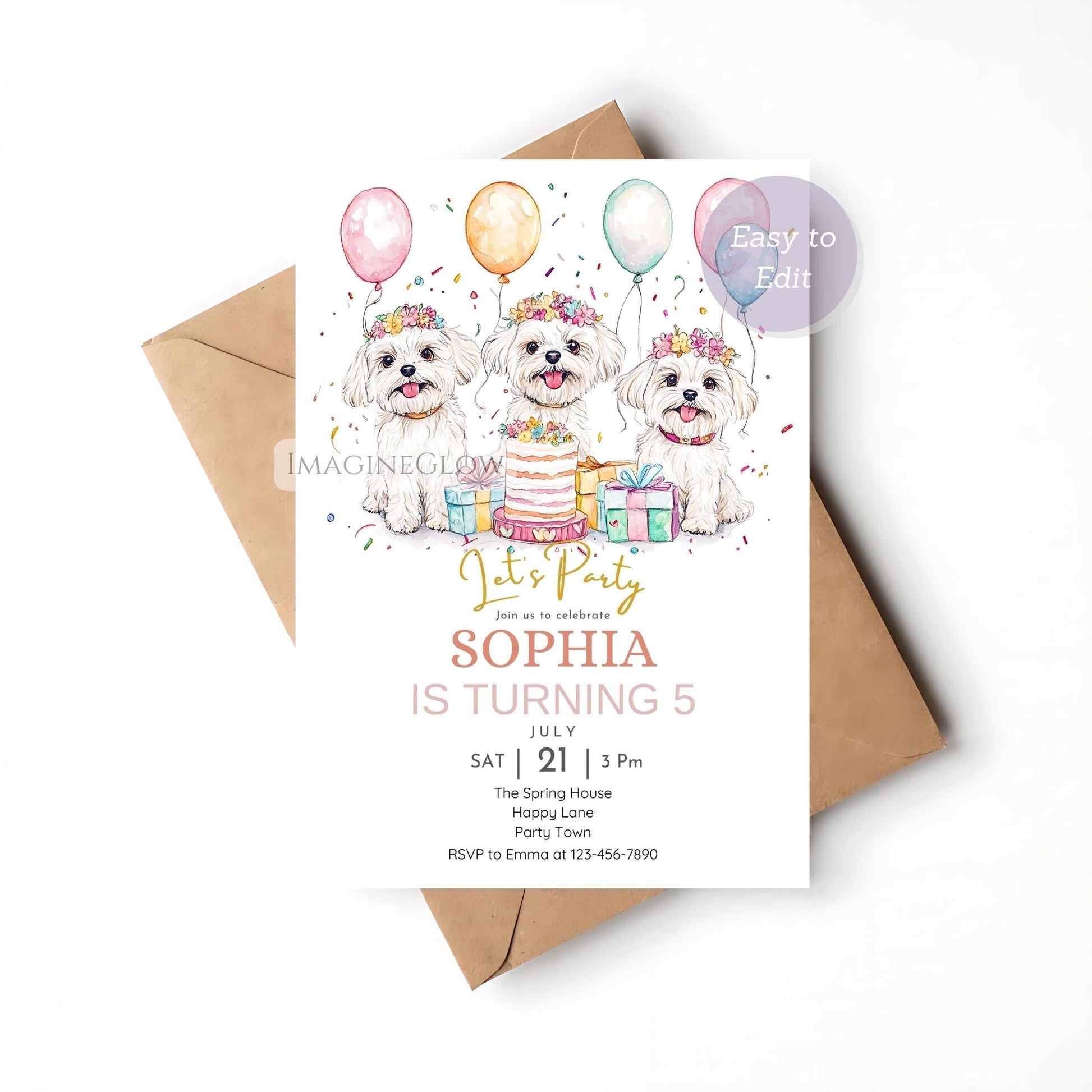 Customizable Maltese dog birthday card