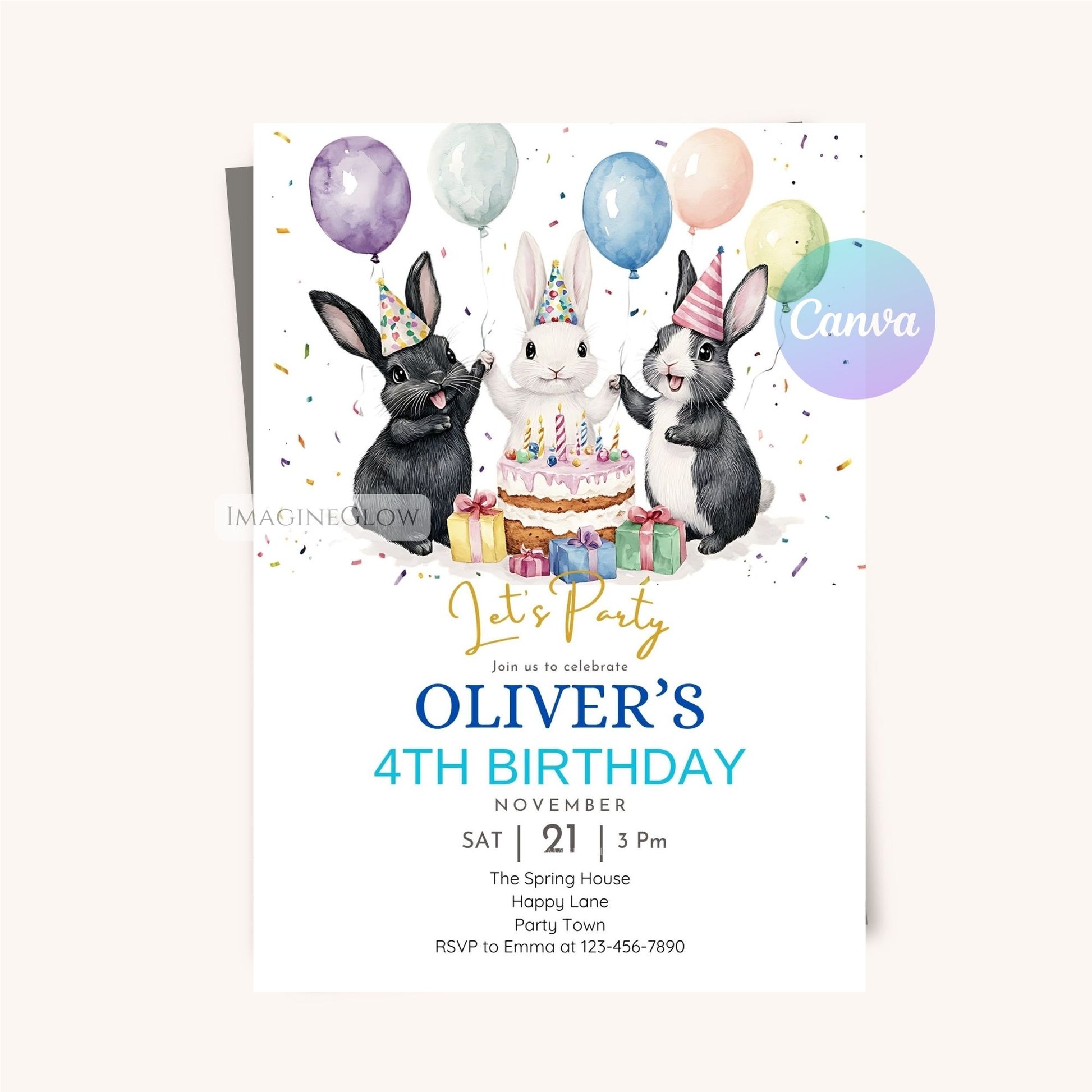 Cute springtime bunny birthday card