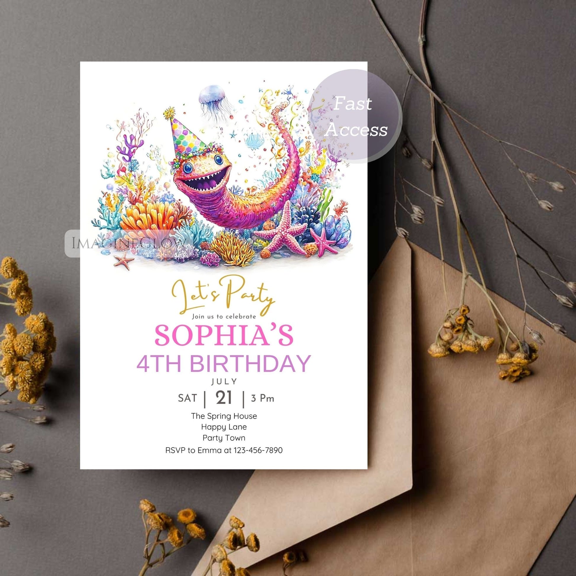Custom sea creature invitation design