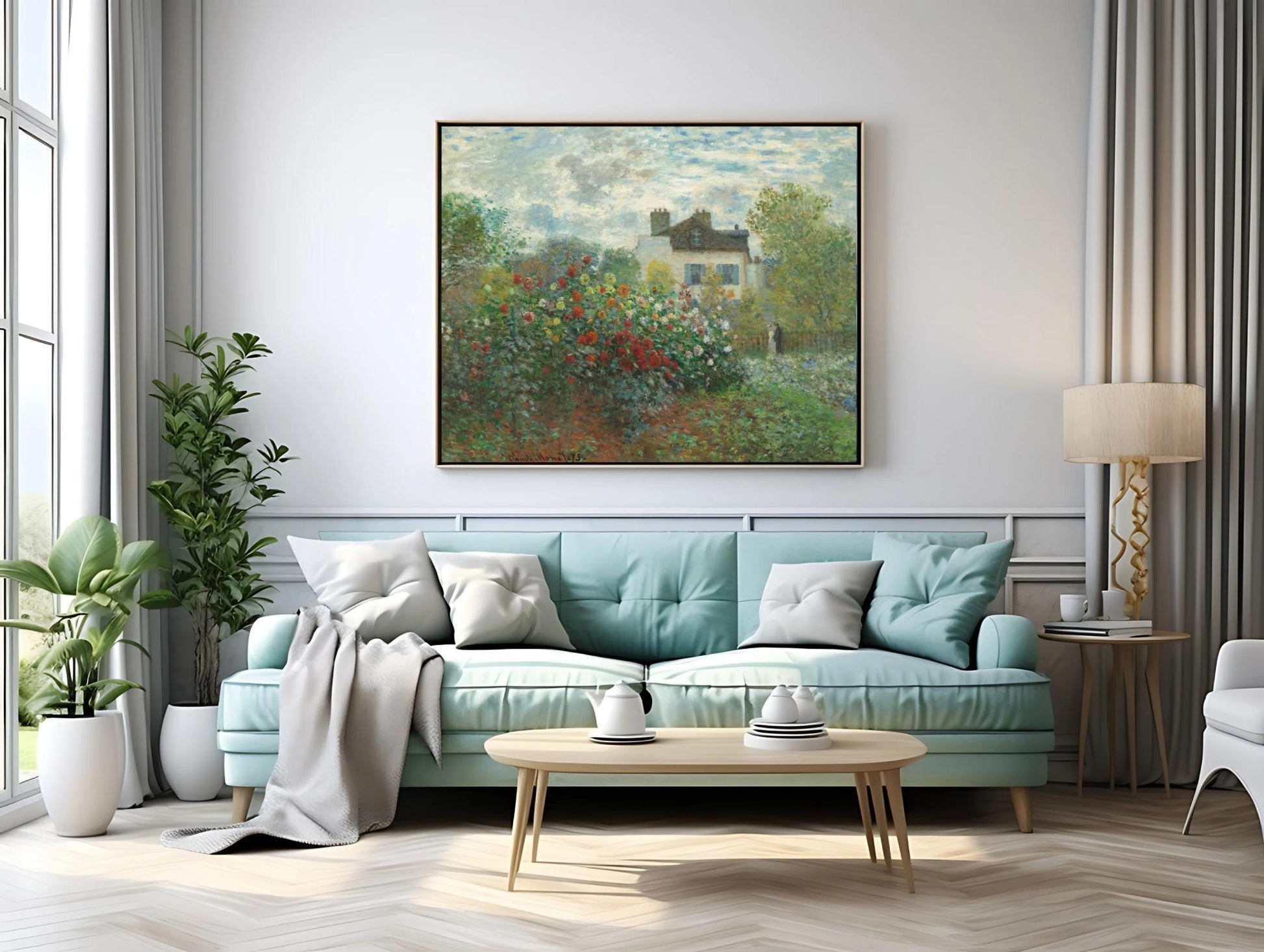 Elegant vintage garden art featuring blooming flowers