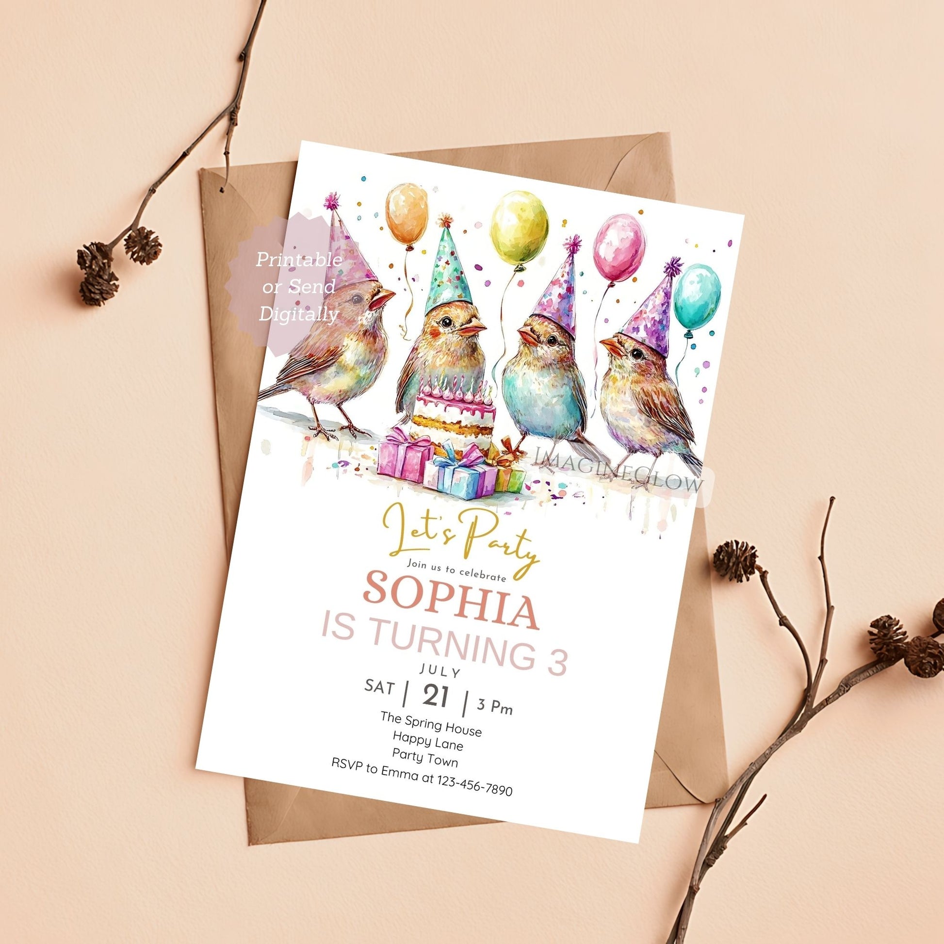 Finch birthday invitation