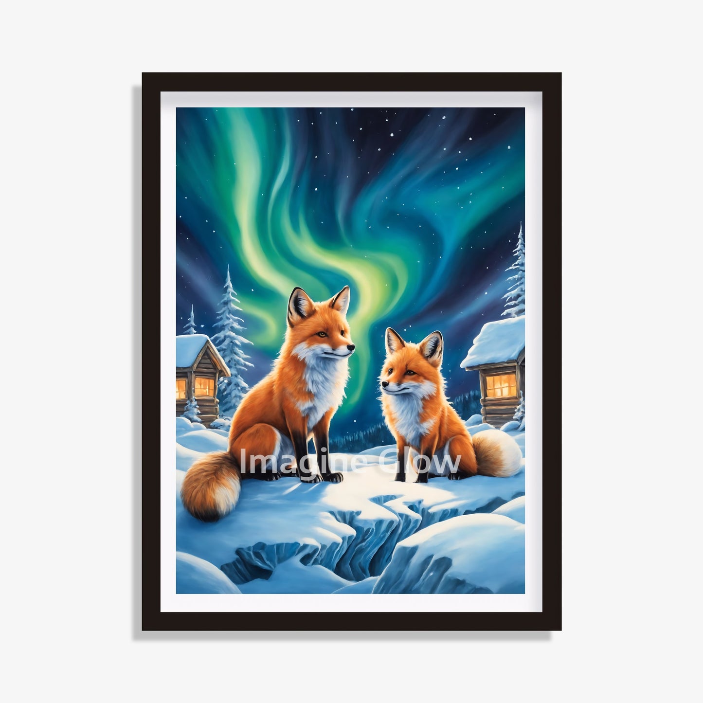 Fox Northern Light Aurora Borealis Scenery - Printable Animal Wall Art