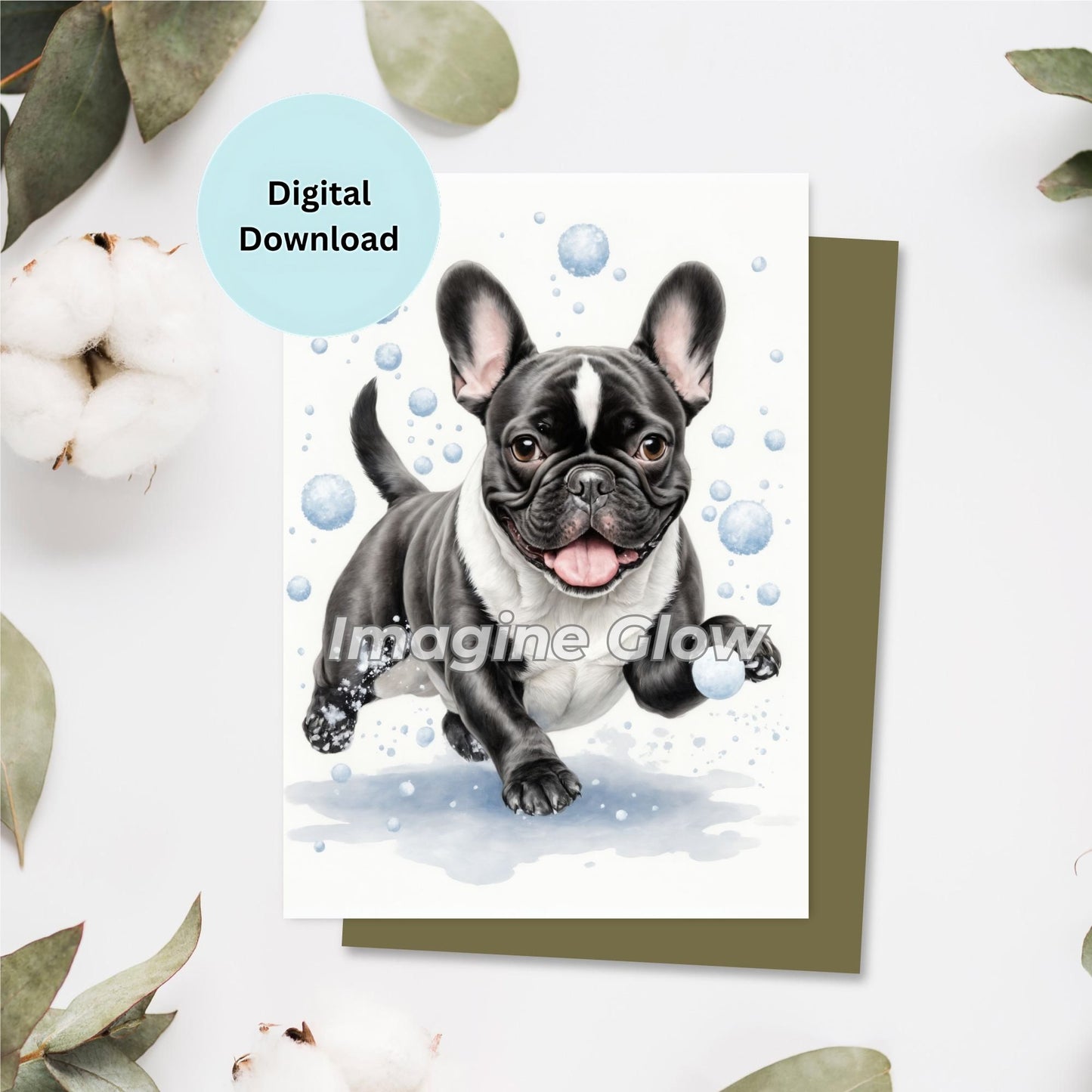 French Bulldog Christmas Card - Printable Dog Greeting Card