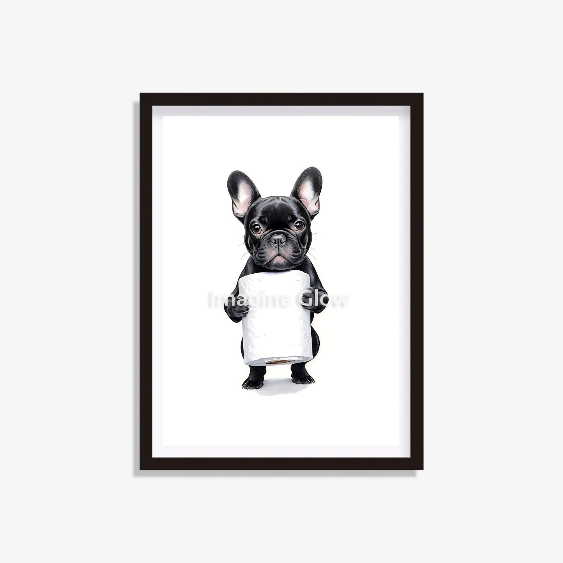 French Bulldog in toilet printable featuring a funny dog illustration