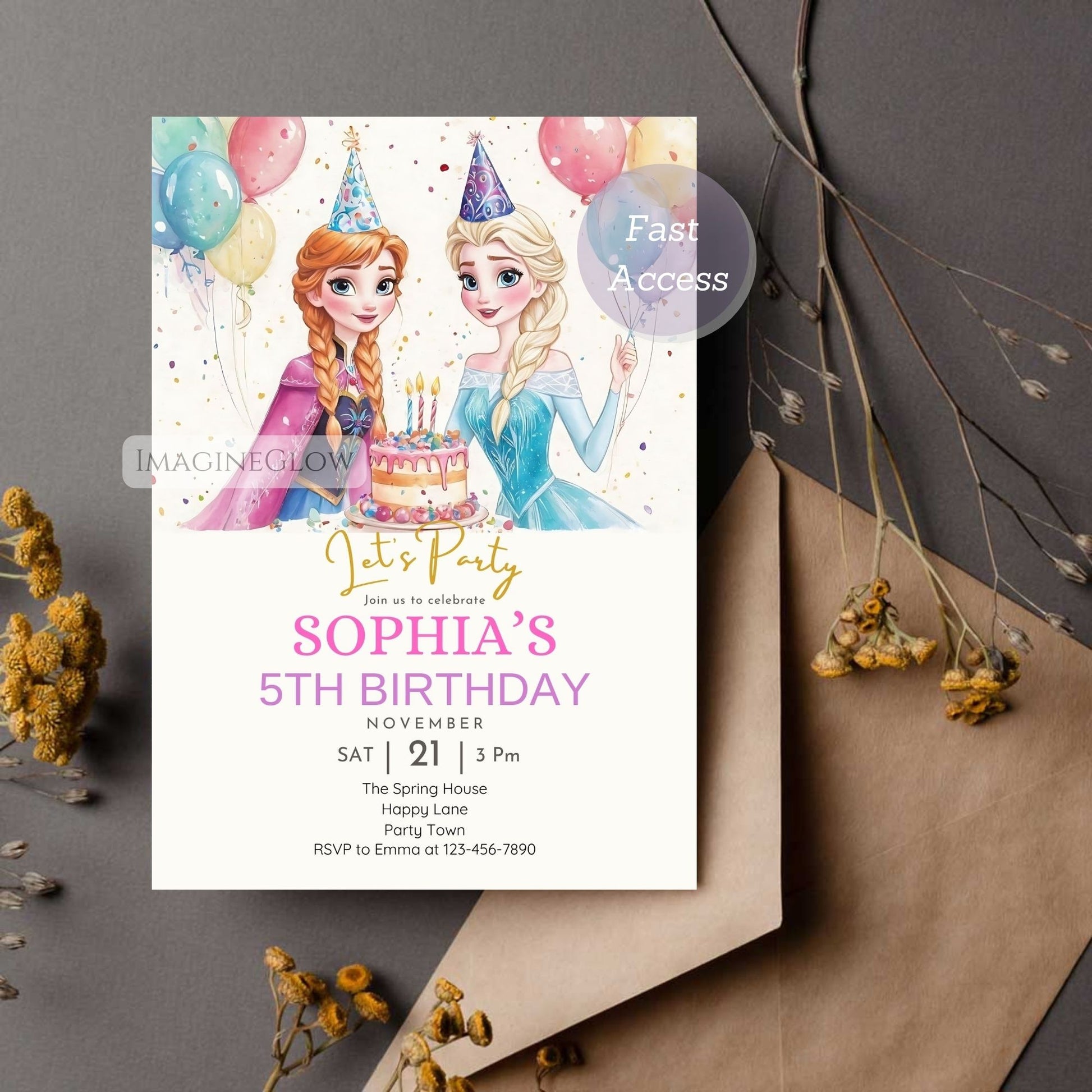 Magical winter birthday invite