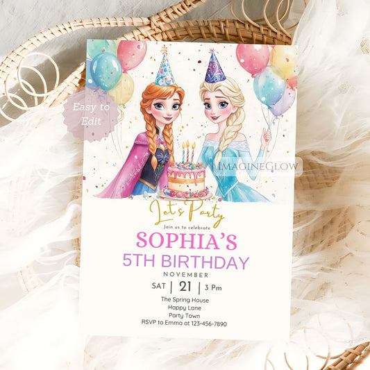 Frozen birthday invitation
Elsa and Anna birthday invite