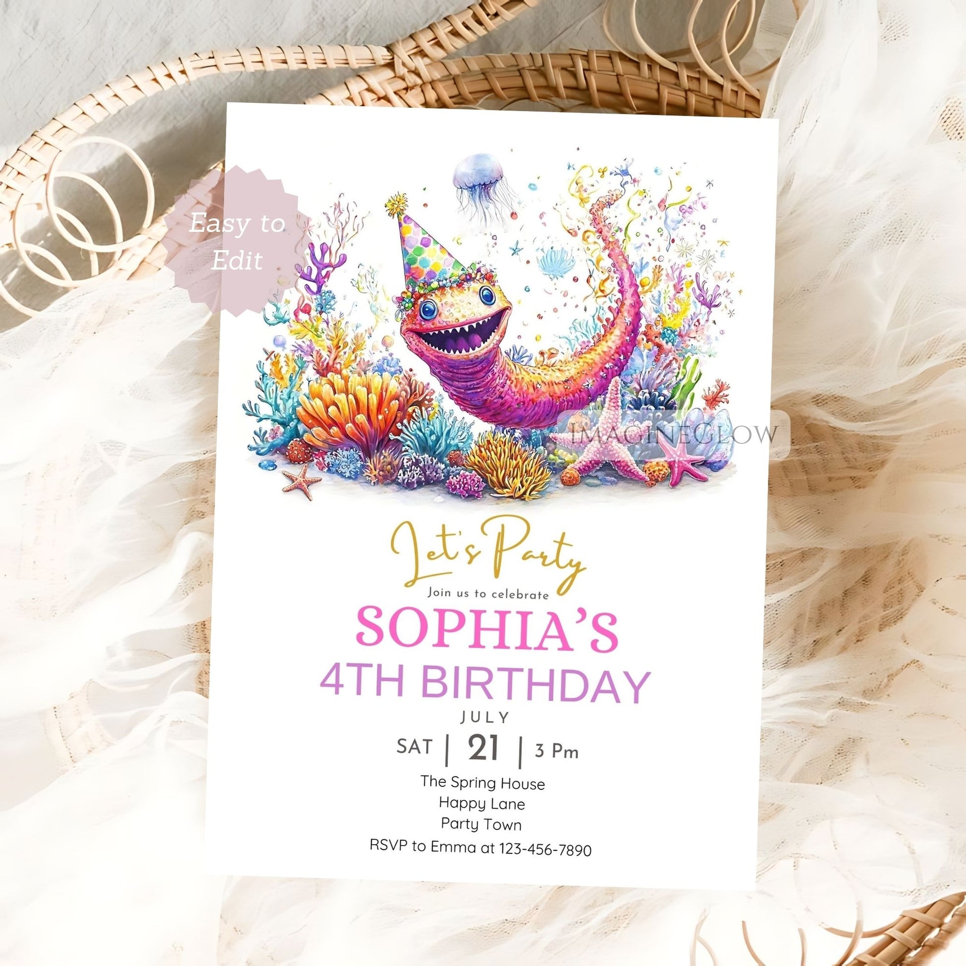 Unique underwater birthday invitation