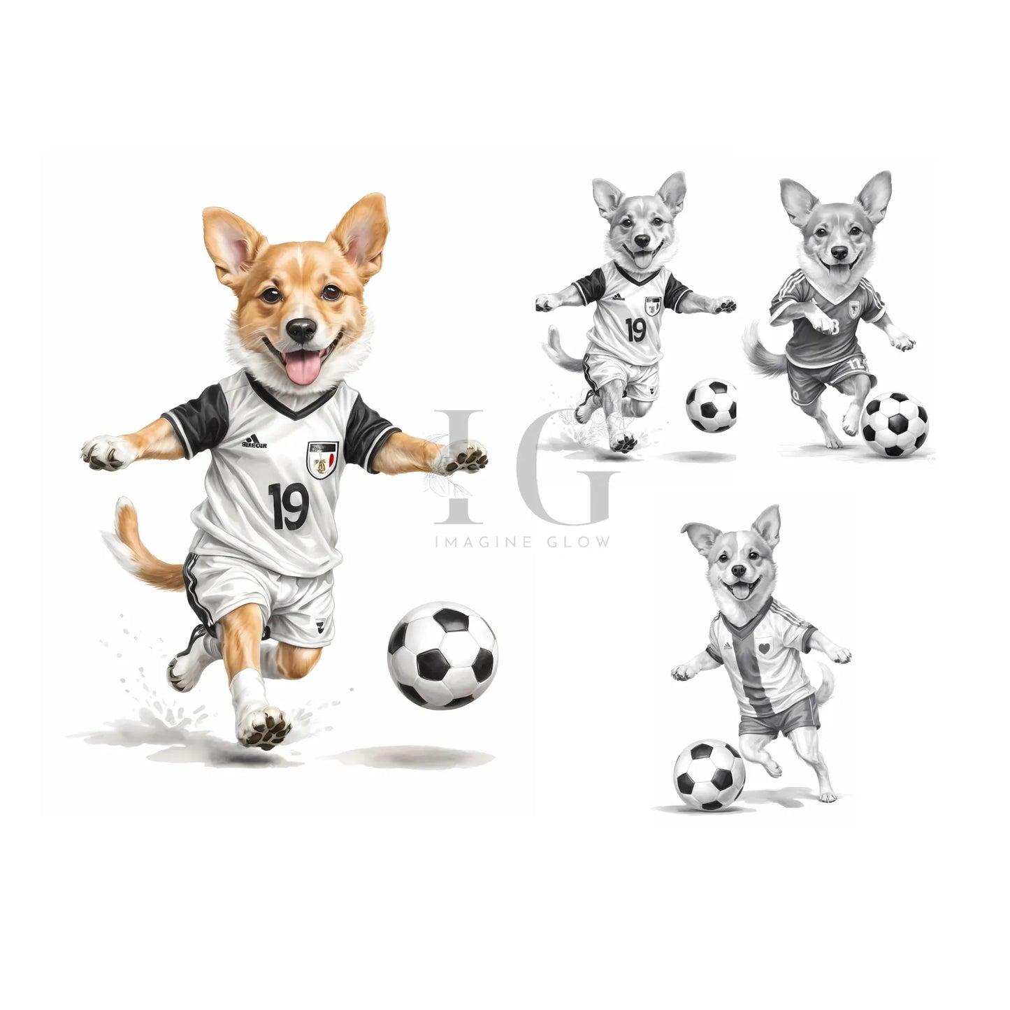 Funny Soccer Dogs in Cool Outfits Coloring Pages - 17 Printable Pages